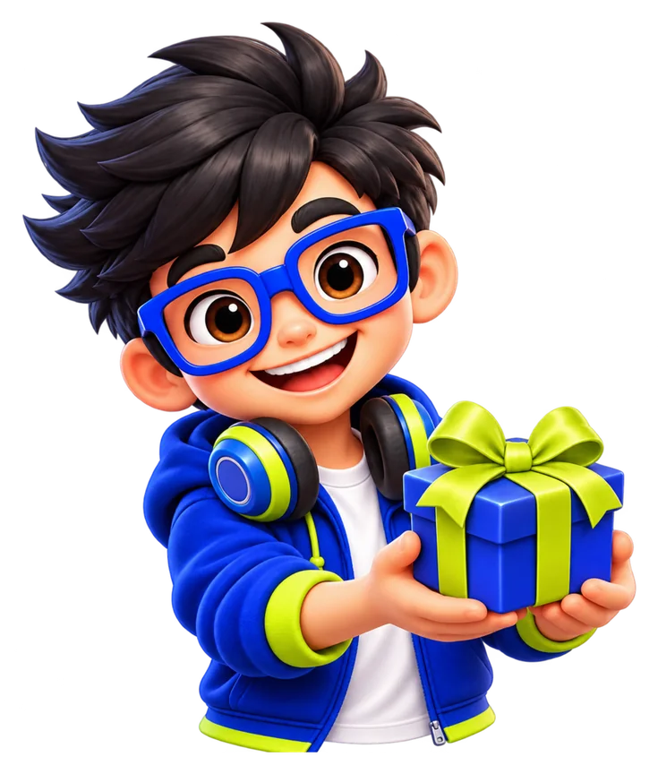 Byte holding up a gift
