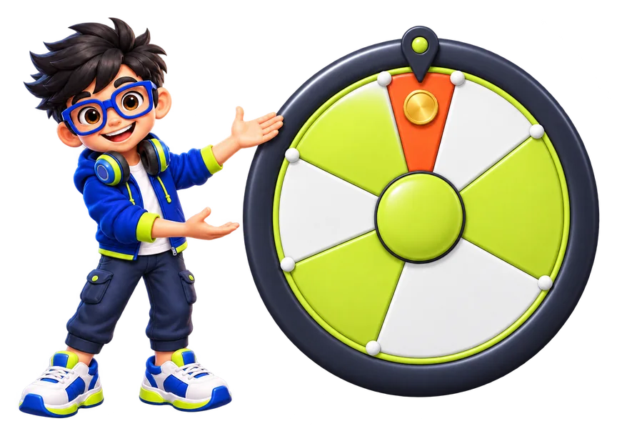 Byte beside the LevelLark bonus wheel